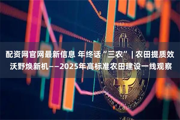 配资网官网最新信息 年终话“三农” | 农田提质效 沃野焕新机——2025年高标准农田建设一线观察
